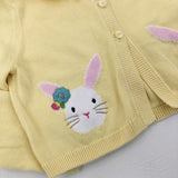 Bunnies Embroidered Yellow Knitted Cardigan - Girls 18-24 Months