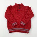 Red Heavyweight Knitted Jumper - Boys 3-4 Years