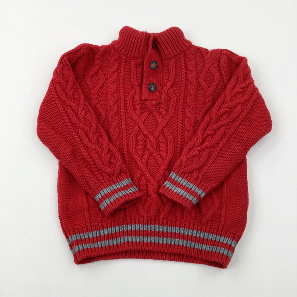 Red Heavyweight Knitted Jumper - Boys 3-4 Years