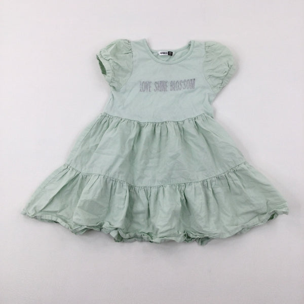 'Love Shine Blossom' Green Dress - Girls 3-4 Years