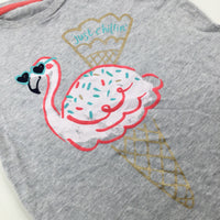 'Just Chillin' Flamingo Grey T-Shirt - Girls 4-5 Years