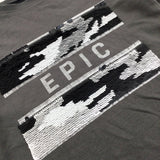 'Epic' Sequin Flip Charcoal Grey T-Shirt - Boys 5-6 Years