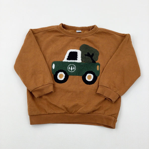 Truck Embroidered Brown Sweatshirt - Boys 2-3 Years