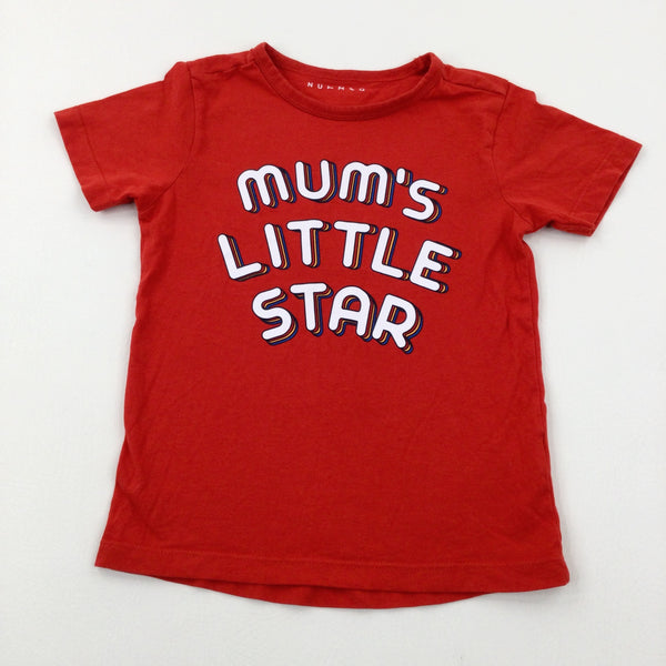 'Mum's Little Star' Red T-Shirt - Boys 5-6 Years