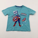 'Captain America' Marvel Avengers Blue T-Shirt - Boys 5-6 Years