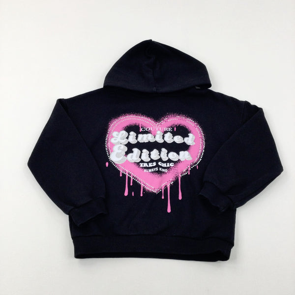 'Limited Edition' Heart Glittery Black Hoodie - Girls 8-9 Years
