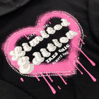'Limited Edition' Heart Glittery Black Hoodie - Girls 8-9 Years