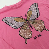 'Fly Away' Sequinned Butterfly Pink long Sleeve Top - Girls 9-10 Years