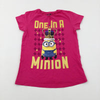 'One In A Minion' Minions Glittery Pink T-Shirt - Girls 9-10 Years