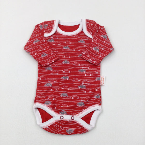 Cars Red Striped Bodysuit - Boys 0-3 Months