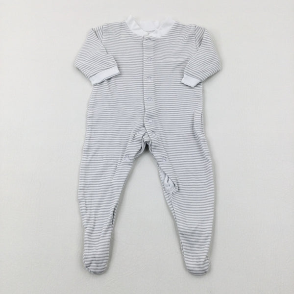 Grey Striped Babygrow - Boys 0-3 Months