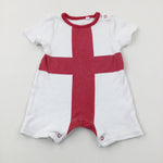 England Flag White Romper - Boys 0-3 Months