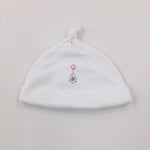 Elephant Embroidered White Jersey Hat - Boys 0-3 Months