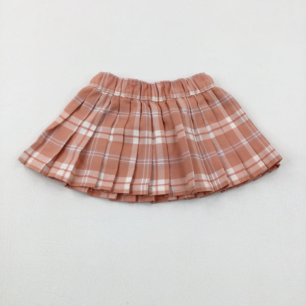 Coral Checked Skirt - Girls 0-3 Months