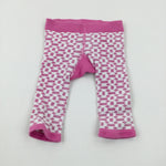 Patterned Pink Knitted Leggings With A Pony On Back - Girls 0-3 Months