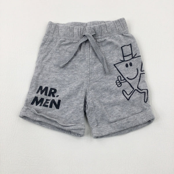 'Mr. Men' Grey Jersey Shorts - Boys 3-6 Months