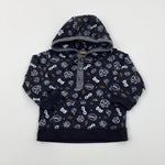 'Wow!' Patterned Black Lightweight Hoodie - Boys 3-6 Months