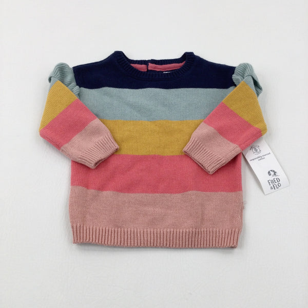 **NEW** Colourful Striped Knitted Jumper - Girls 3-6 Months