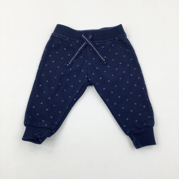 Hearts Navy Joggers - Girls 3-6 Months