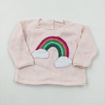 Rainbow Embroidered Pink Knitted Jumper - Girls 3-6 Months