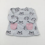 Cats Grey Long Sleeve Tunic Top - Girls 3-6 Months