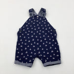 Boats Navy Short Dungarees - Boys 9-12 Months