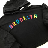 'Brooklyn' Colourful Black Cropped Hoodie - Girls 7-8 Years