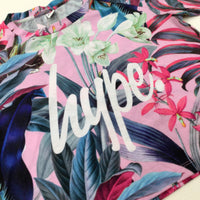'Hype' Flowers Pink Cropped T-Shirt - Girls 12-13 Years