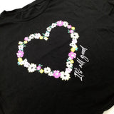 'It's All Good' Heart Flowers Black Cropped T-Shirt - Girls 12-13 Years