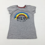 'Peace Forever With Love' Rainbow Grey T-Shirt - Girls 7-8 Years