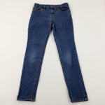 Mid Blue Denim Jeans With Adjustable Waist - Boys 12-13 Years