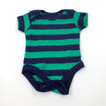 Green & Navy Striped Bodysuit - Boys Newborn