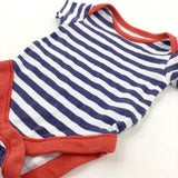 Navy & White Striped Bodysuit - Boys Newborn