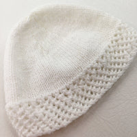White Knitted Hat - Girls Newborn