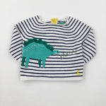 'RAAAA!' Dinosaur Navy Striped Knitted Jumper - Boys 0-3 Months