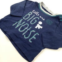 'Little One Big Noise' Navy Long Sleeve Top - Boys 0-3 Months