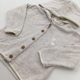 Hearts Embroidered Cream Knitted Hoodie - Girls 0-3 Months