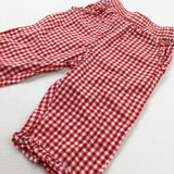 Red Checked Lightweight Trousers - Girls 0-3 Months