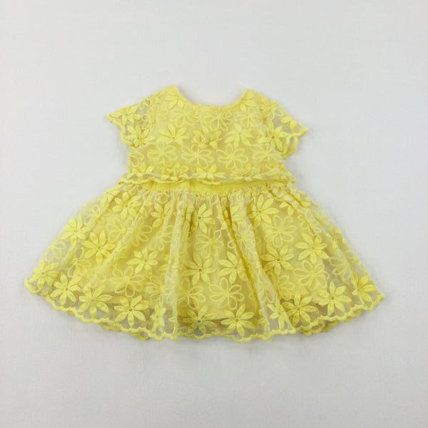 Flowers Yellow Party Dress - Girls 3-6 Months
