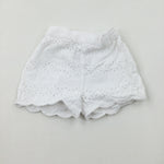 Patterned White Shorts - Girls 3-6 Months