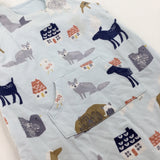 Animals & Houses Blue Dungarees - Boys 6-9 Months