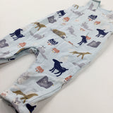 Animals & Houses Blue Dungarees - Boys 6-9 Months