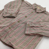 Red Striped Long Sleeve Shirt - Boys 6-9 Months