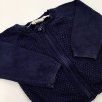 Navy Zip Through Knitted Cardigan - Boys 6-9 Months