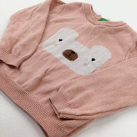 Bear Pink Knitted Jumper - Girls 6-9 Months