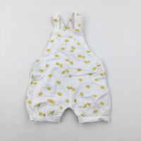 Flowers White Dungarees - Girls 9-12 Months