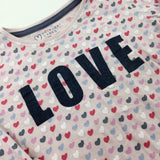 'Love' Hearts Glittery Pink Long Sleeve Top - Girls 4-5 Years