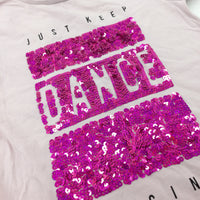 'Just Keep Dancing' Sequinned Pink T-Shirt - Girls 6-7 Years