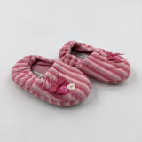 'Next' Bows Pink Striped Slippers - Girls - Shoe Size 4