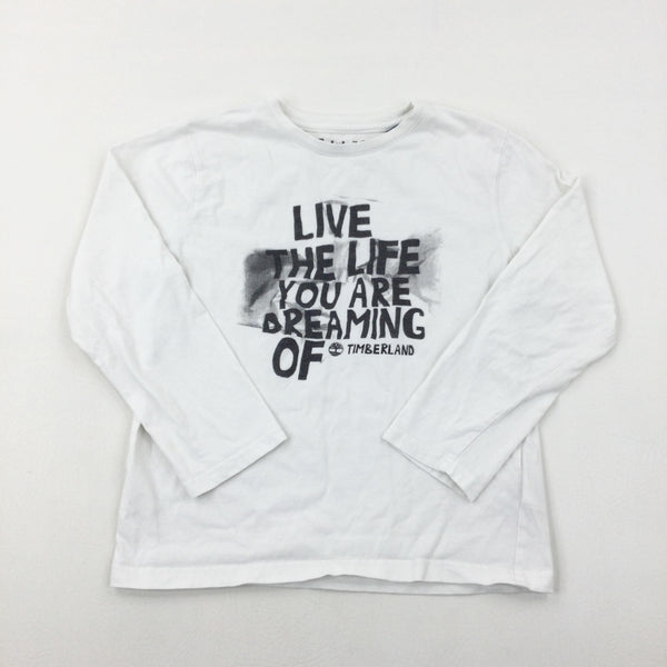 'Live The Life' White Long Sleeve Top - Boys 7-8 Years